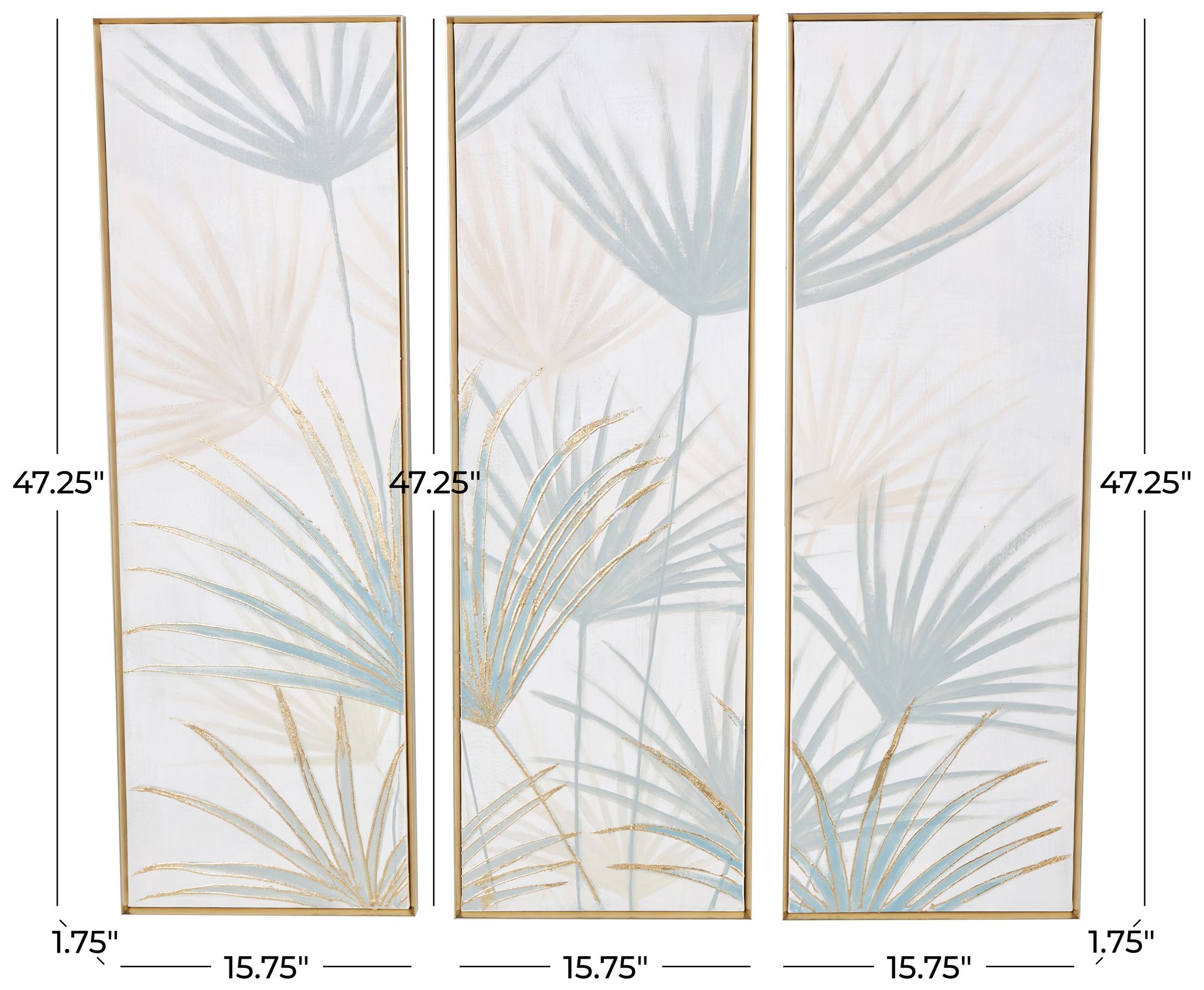 Image 7 Teal Canvas Traditional Framed Wall Art, S/3 16"W, 47"H more views