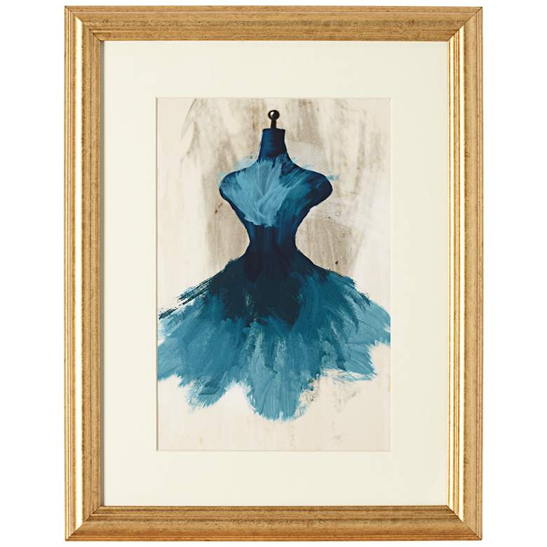 Image 1 Teal Couture Fashion 18 inch Gold Framed Wall Art