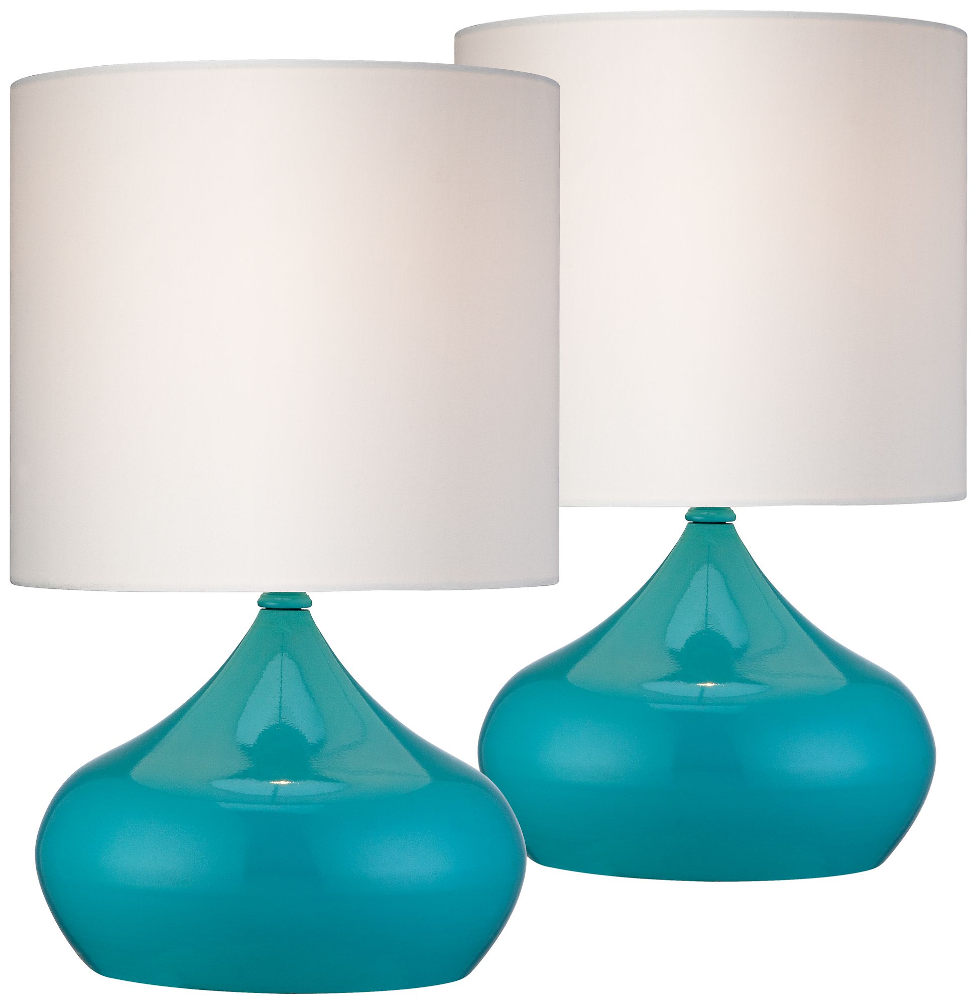 Teal Droplet Accent Lamps Set of 2 with Table Top Dimmers 80R00
