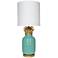 Teal Green Glass Table Lamp with Gold Crown