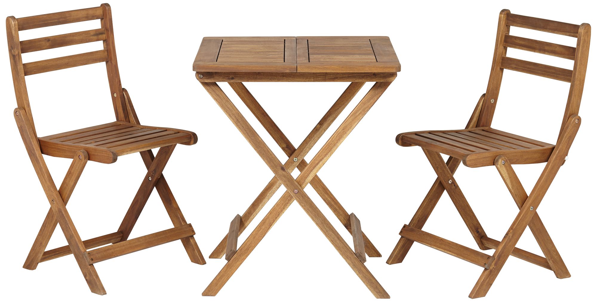 Image 2 Teal Island Acacia Wood Finish Folding Bistro Table and Chairs Set