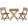 2_Teal Island Acacia Wood Finish Folding Bistro Table and Chairs Set