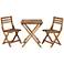 Teal Island Acacia Wood Finish Folding Bistro Table and Chairs Set