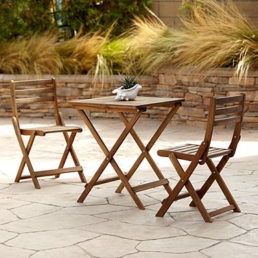 Teal Island Acacia Wood Finish Folding Bistro Table and Chairs Set