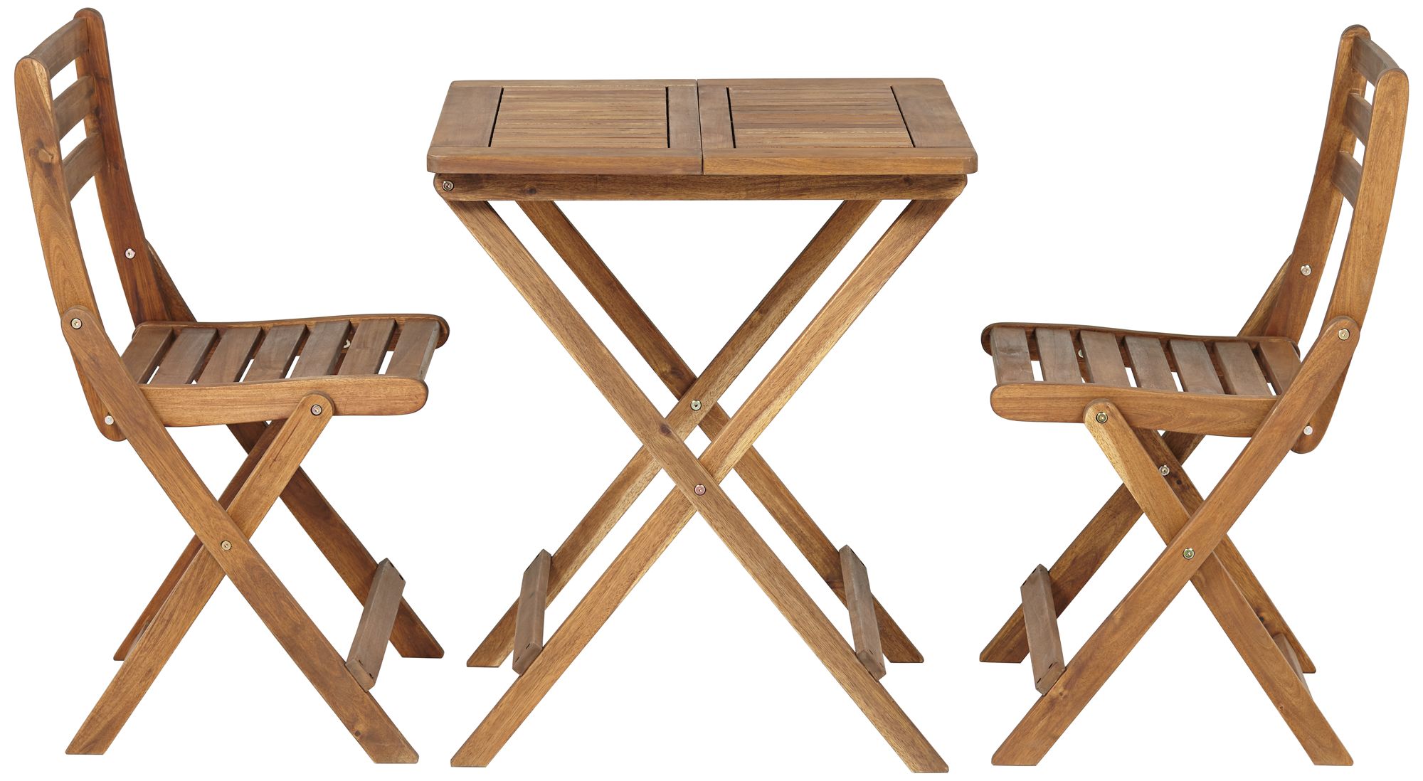 Image 4 Teal Island Acacia Wood Finish Folding Bistro Table and Chairs Set more views