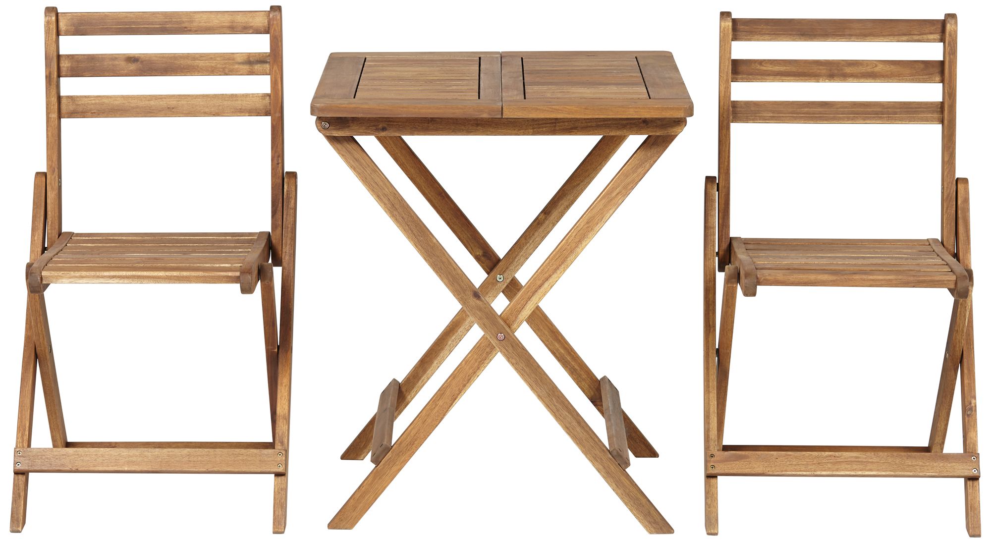 Image 5 Teal Island Acacia Wood Finish Folding Bistro Table and Chairs Set more views