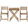5_Teal Island Acacia Wood Finish Folding Bistro Table and Chairs Set more views