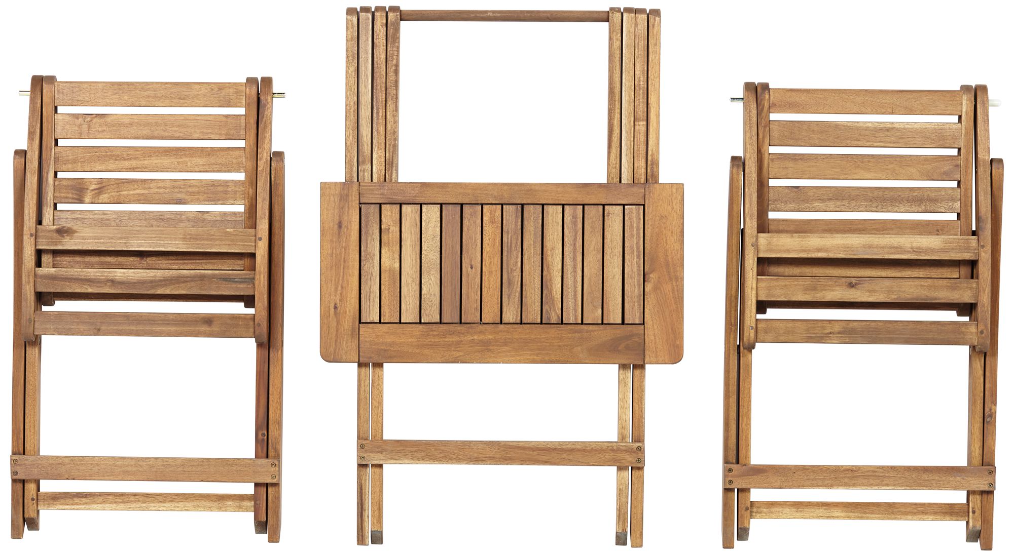 Image 6 Teal Island Acacia Wood Finish Folding Bistro Table and Chairs Set more views