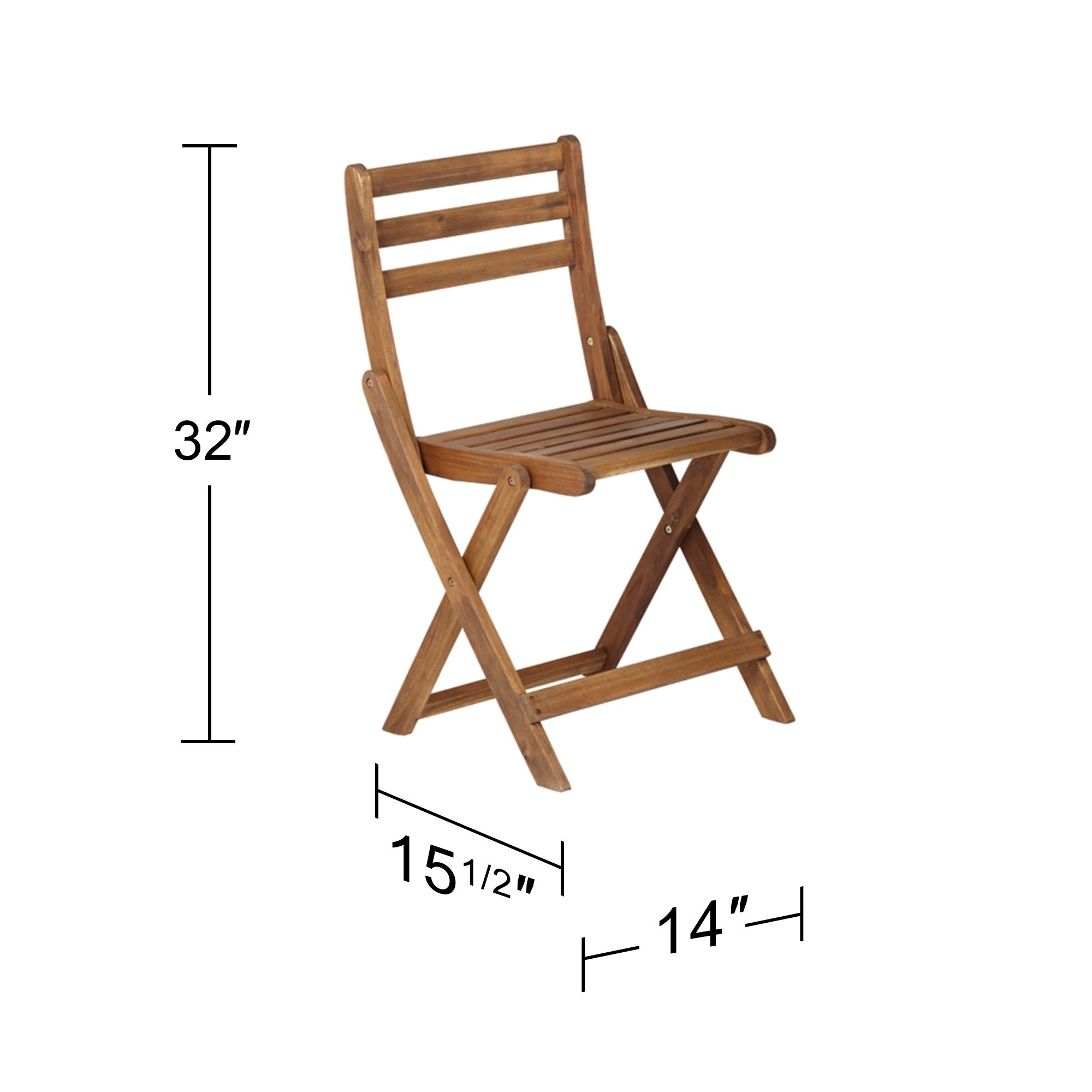 Teal Island Acacia Wood Finish Folding Bistro Table and Chairs Set