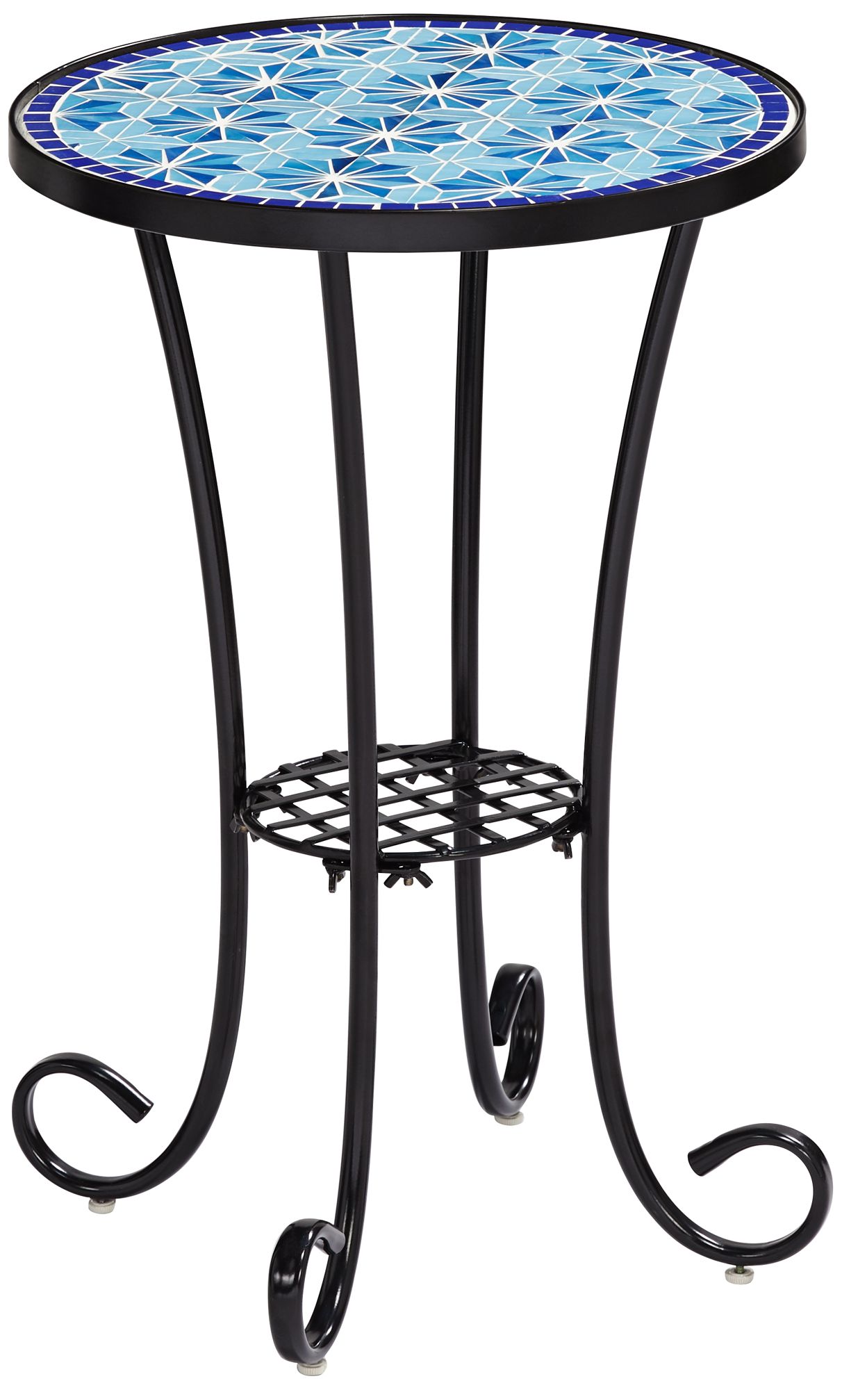 Ocean Mosaic Black Iron Outdoor Accent Table 6F091 Lamps Plus