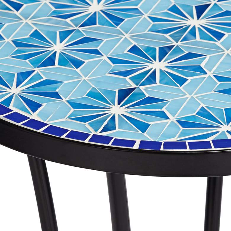 Image 4 Teal Island Blue Stars 21.5" High Mosaic Tile Outdoor Accent Table more views