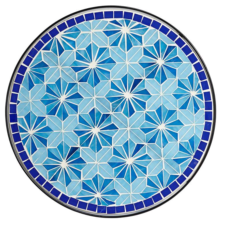 Image 5 Teal Island Blue Stars 21.5 inch High Mosaic Tile Outdoor Accent Table more views