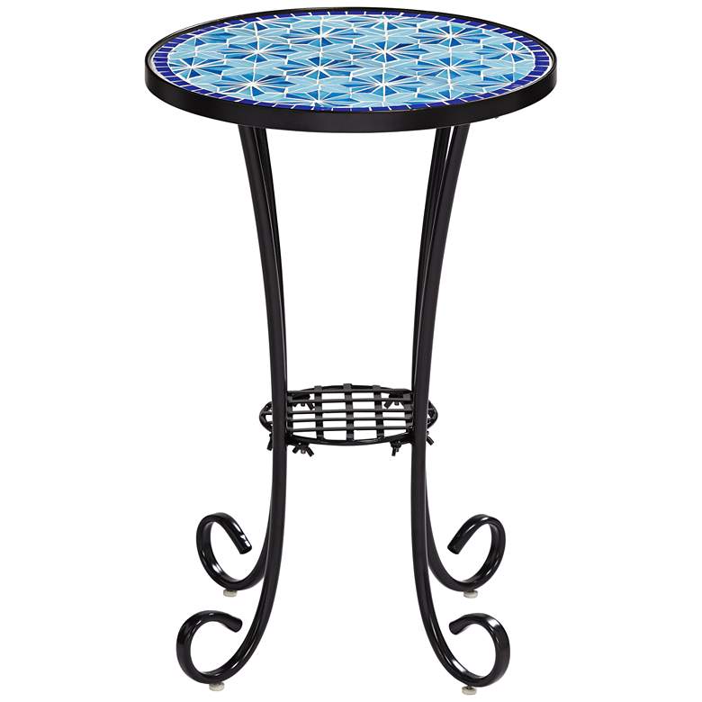 Image 7 Teal Island Blue Stars 21.5" High Mosaic Tile Outdoor Accent Table more views