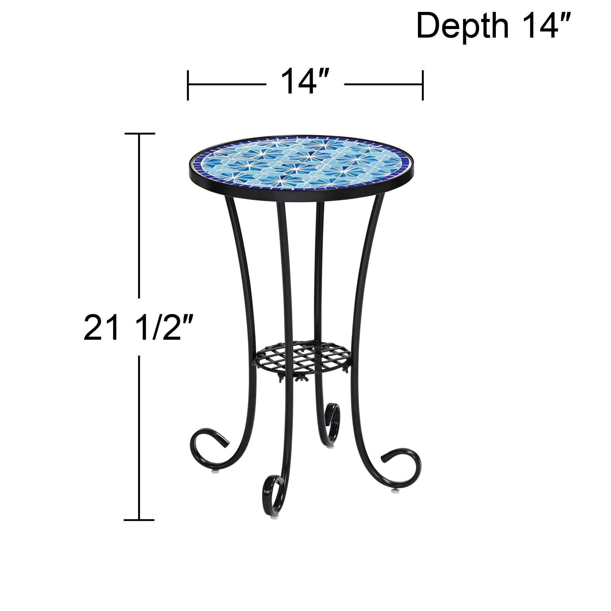Teal Island Blue Stars 21.5" High Mosaic Tile Outdoor Accent Table