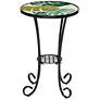 7_Teal Island Tropical Leaves 14" Black Frame Mosaic Outdoor Table more views