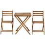 Teal Island Wood Finish Folding Bistro Table and Chairs Set