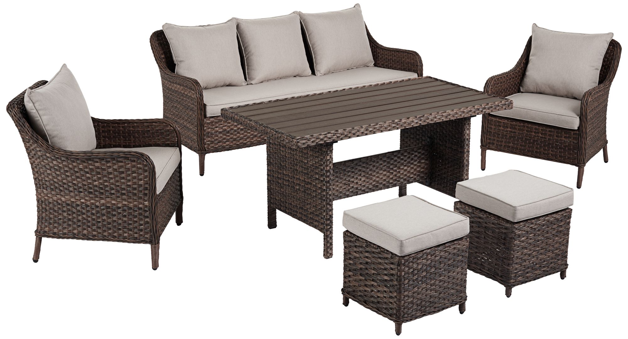 Teal Island Woodlake 6 Piece Brown Wicker Outdoor Seating Set