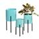 Teal Metal Contemporary Planter, S/3 12", 14", 18"H