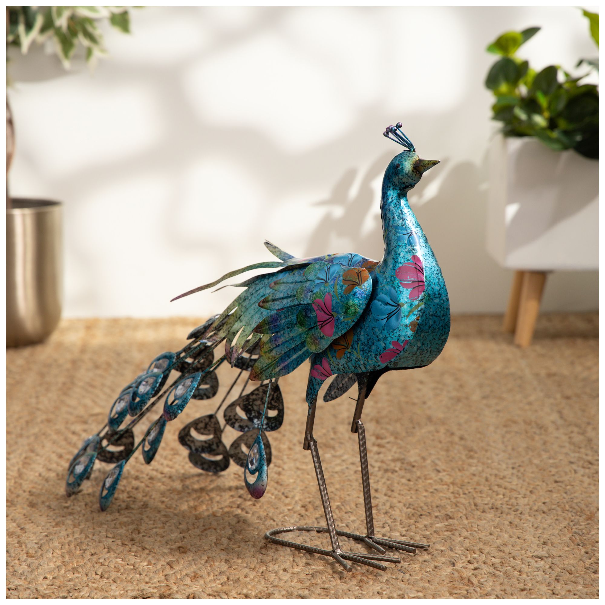 Image 4 Teal Metal Eclectic Garden Sculpture, 31" x 7" x 20" more views