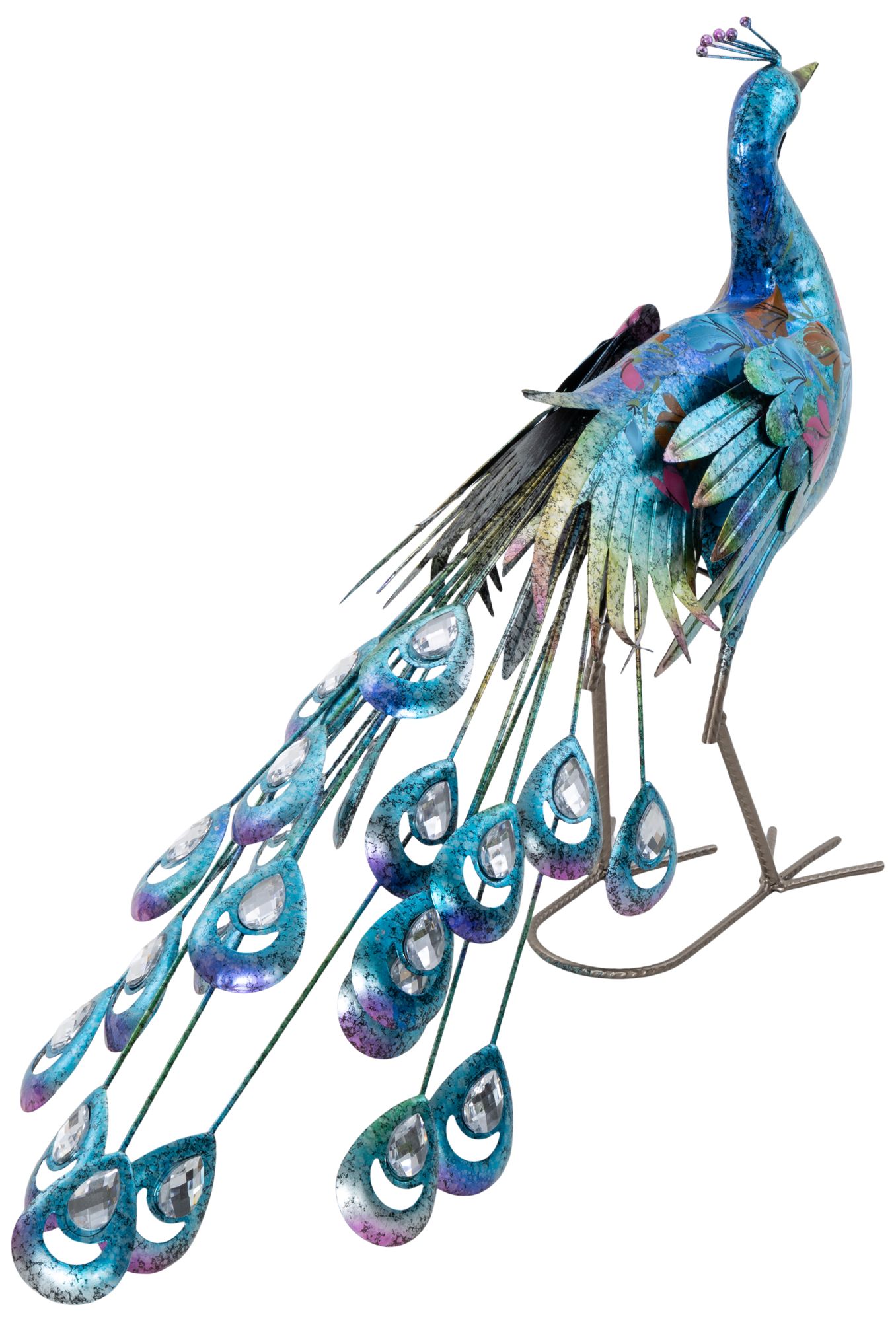 Image 5 Teal Metal Eclectic Garden Sculpture, 31" x 7" x 20" more views