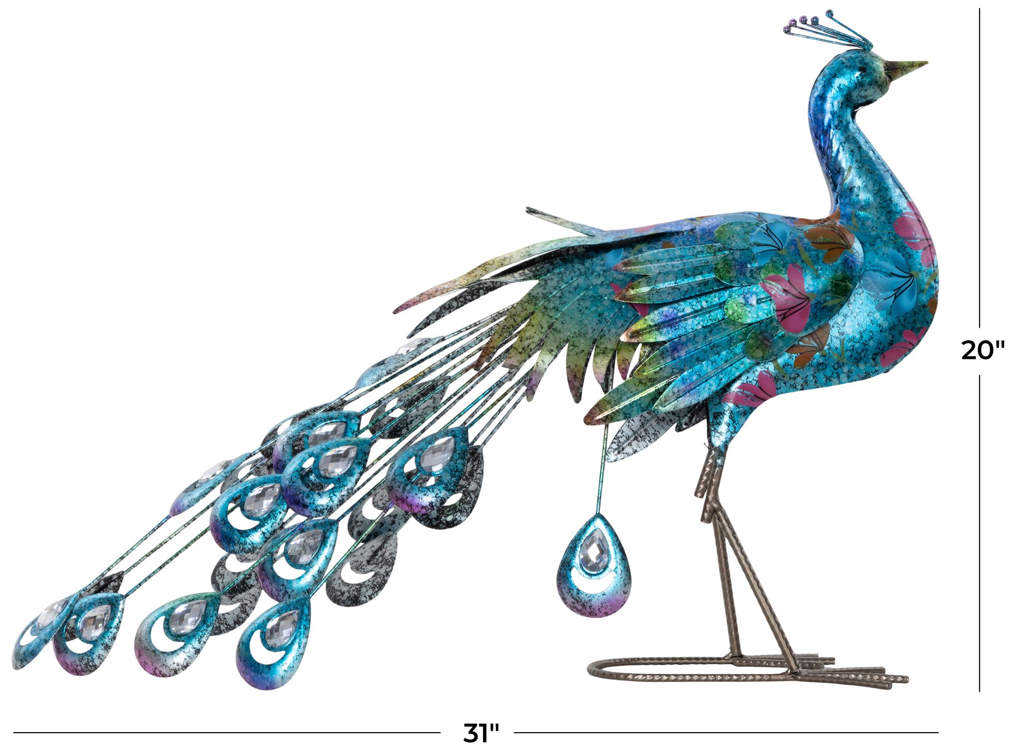 Image 7 Teal Metal Eclectic Garden Sculpture, 31" x 7" x 20" more views
