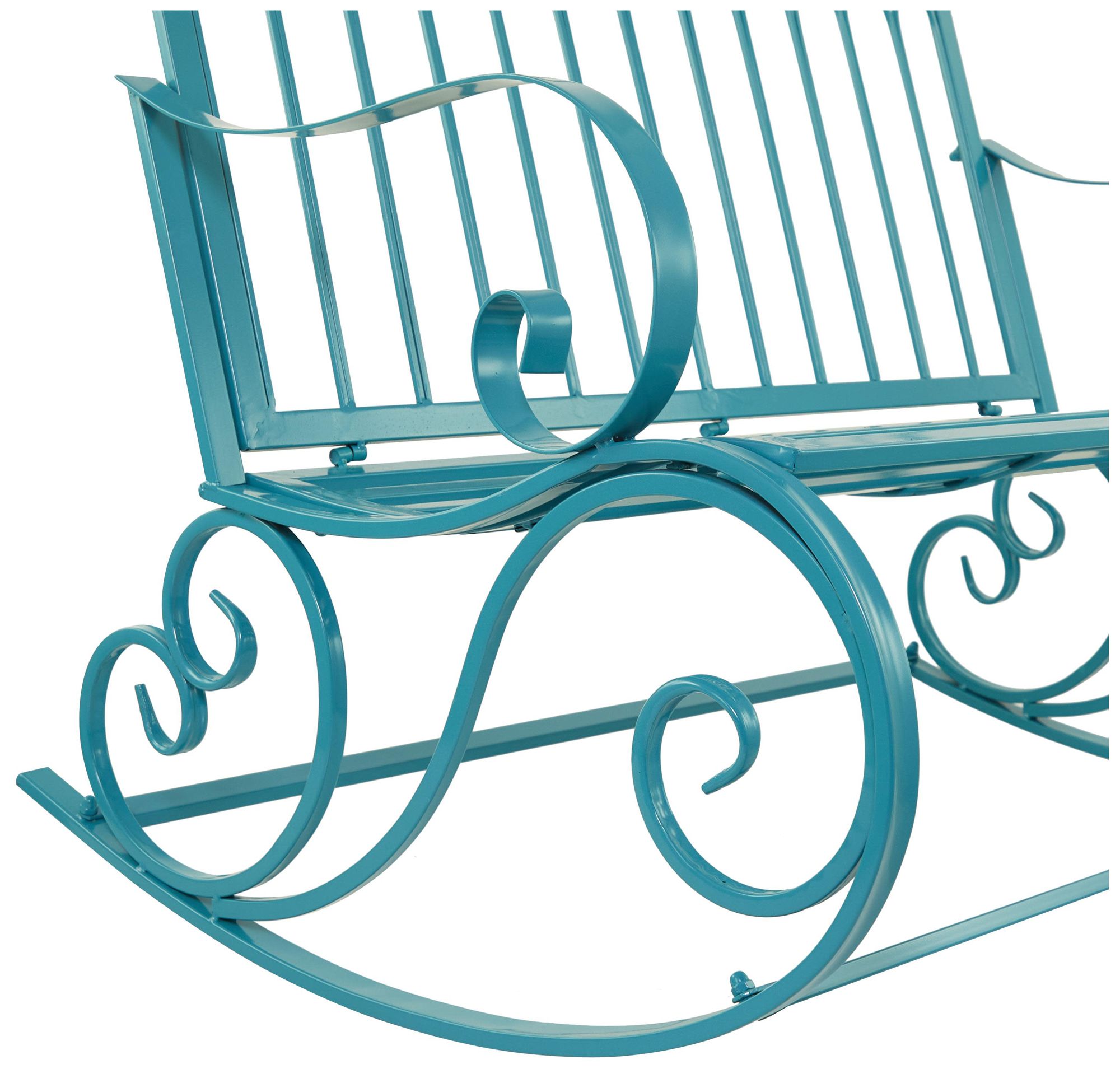 Image 3 Teal Metal Eclectic Outdoor Bench, 49" x 37" x 37" more views