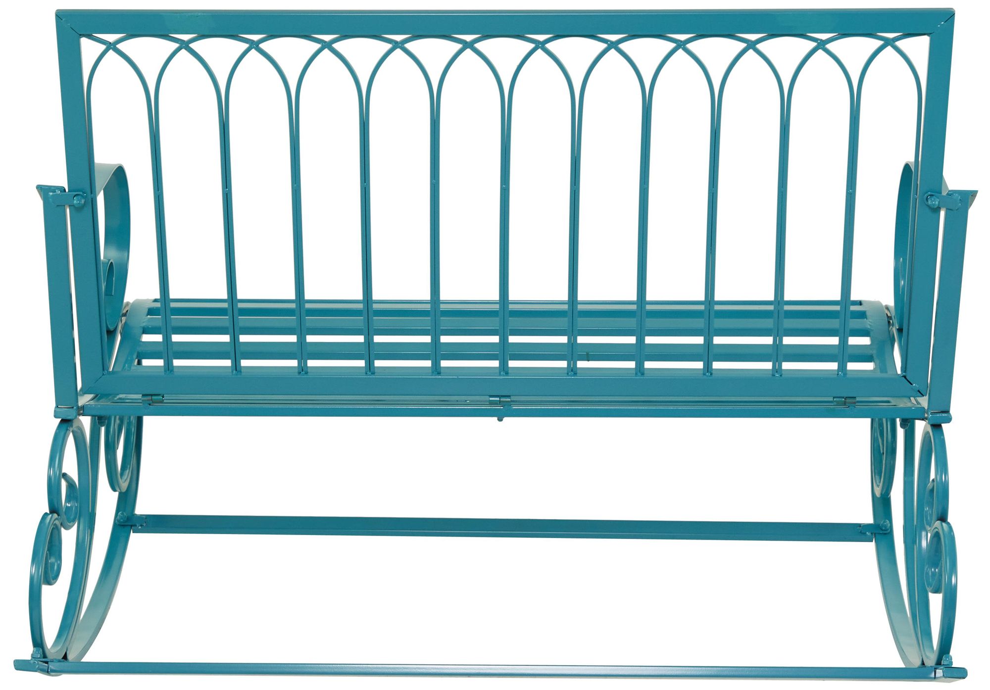Image 5 Teal Metal Eclectic Outdoor Bench, 49" x 37" x 37" more views