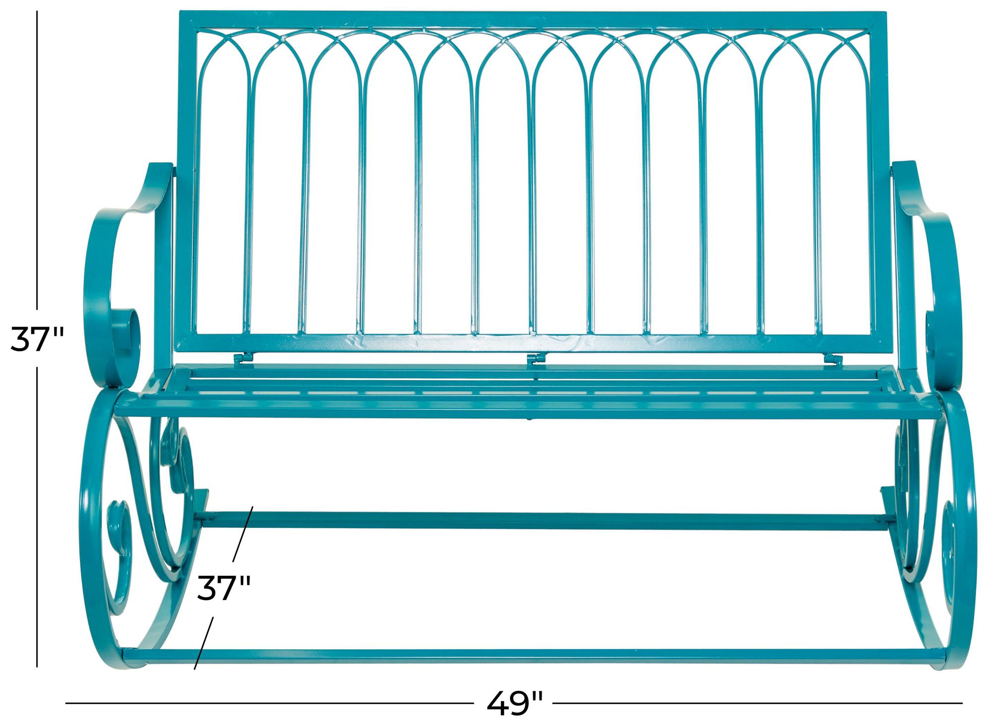 Image 7 Teal Metal Eclectic Outdoor Bench, 49" x 37" x 37" more views