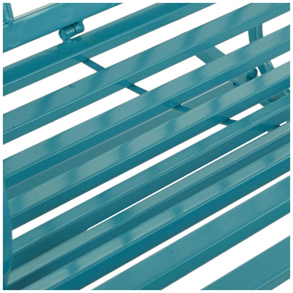 Teal Metal Eclectic Outdoor Bench, 49" x 37" x 37"