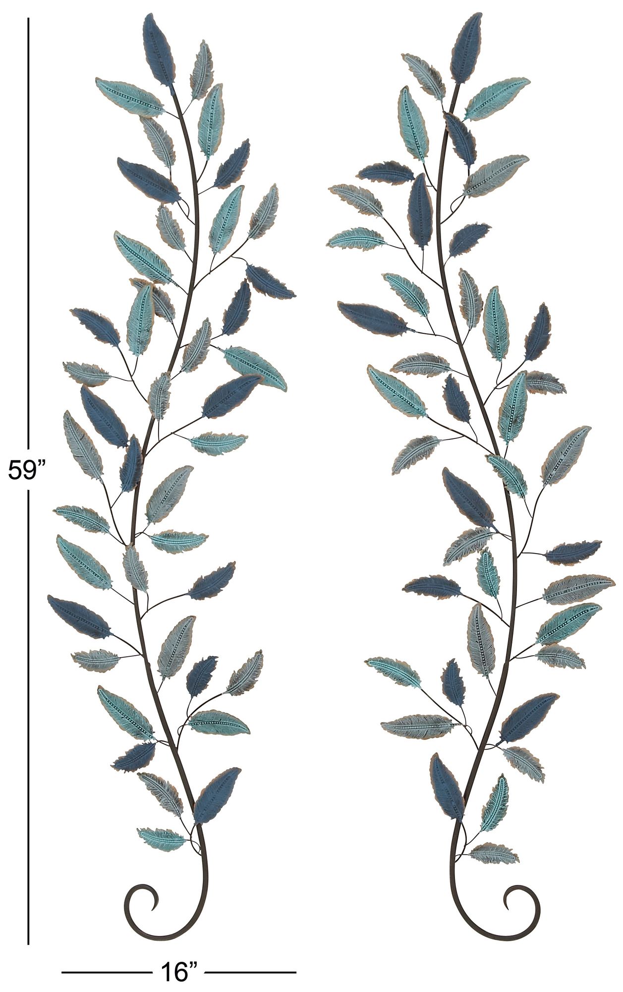 Image 6 Teal Metal Traditional Wall Decor, S/2 16"W, 59"H more views