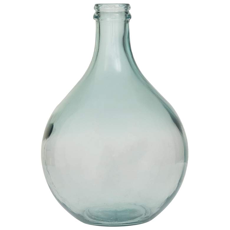 Image 1 Teal Recycled Glass Modern Vase, 11" x 11" x 17"