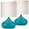 Teal Steel Droplet Accent Lamps Set of 2 with WiFi Smart Sockets