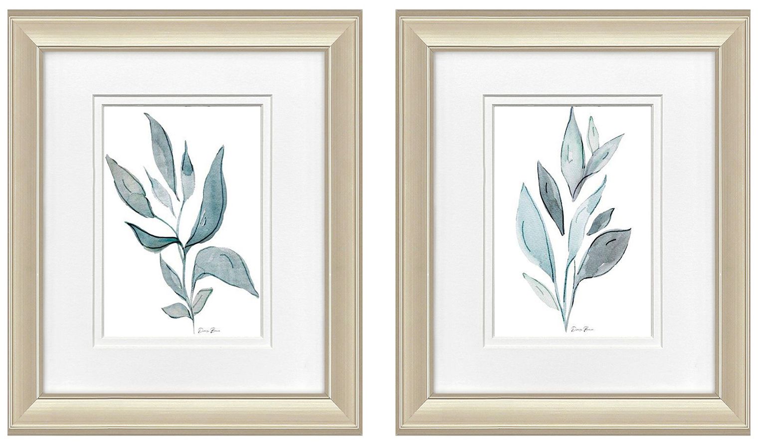 Image 2 Teal Stems 10"W x 12"H Framed Art - Set of 2