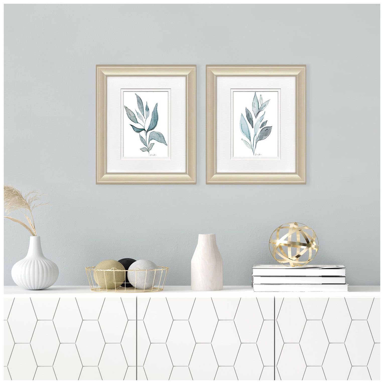Image 5 Teal Stems 10"W x 12"H Framed Art - Set of 2 more views