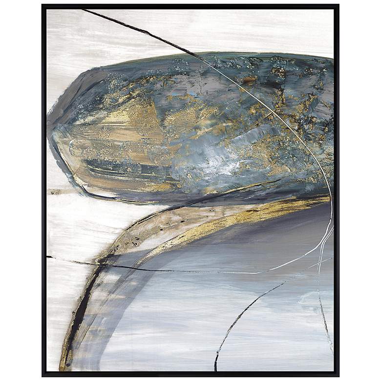 Image 1 Teal Stones I 49" Wide Framed Giclee Canvas Wall Art