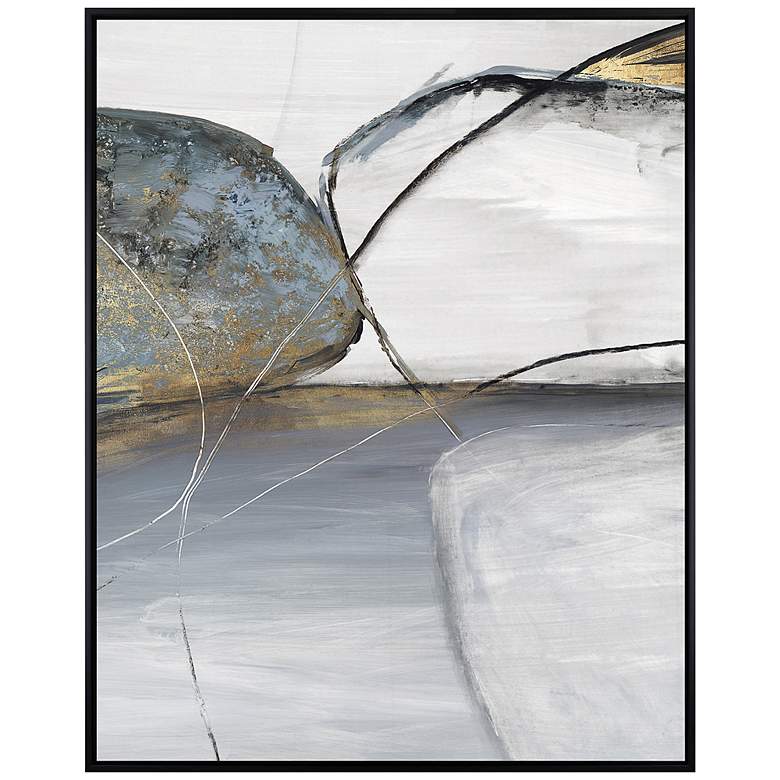 Image 1 Teal Stones II 49" Wide Framed Giclee Canvas Wall Art