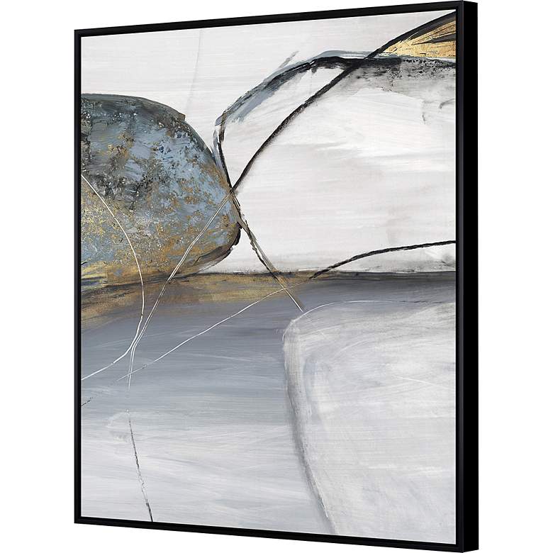 Image 3 Teal Stones II 49" Wide Framed Giclee Canvas Wall Art more views