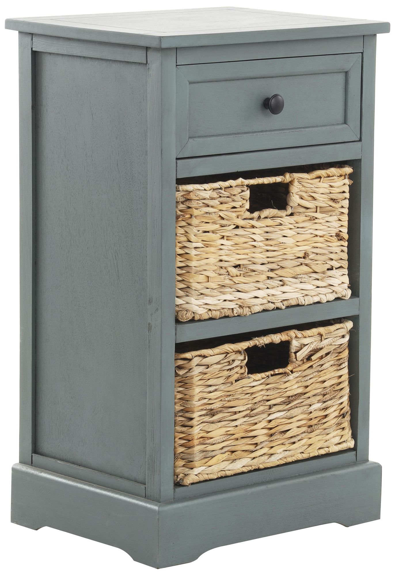 Image 2 Teal Wood Traditional Storage Unit, 16" x 13" x 28"