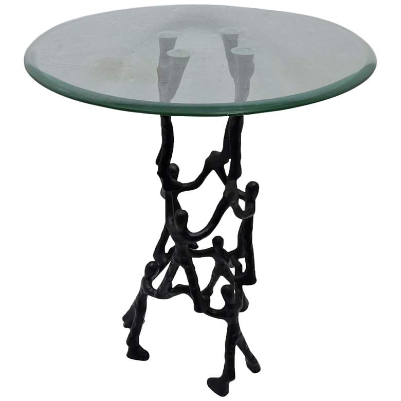 Image 1 Teamwork 18" Wide Rustic Bronze Round Accent Table