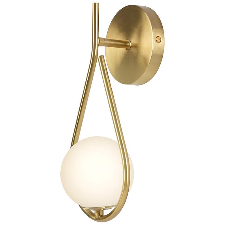 Image 2 Teardrop 12" High Brushed Gold Wall Sconce more views
