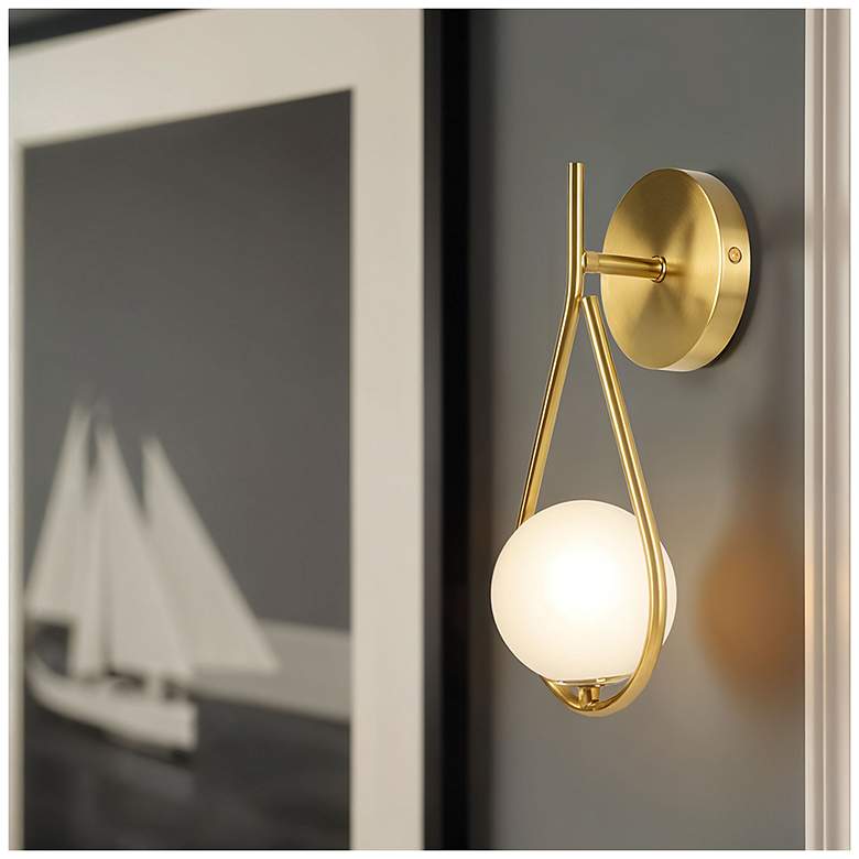 Image 7 Teardrop 12" High Brushed Gold Wall Sconce more views