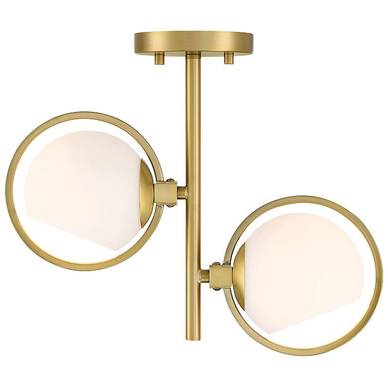Image 1 Teatro 14.75 in. 2-Light Brushed Gold Modern Semi Flush Mount Light