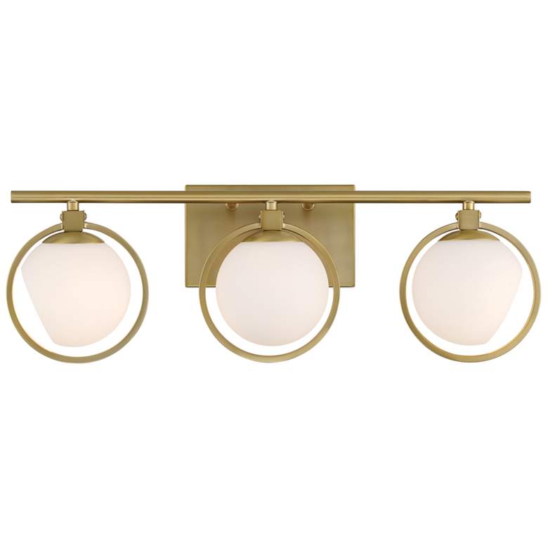 Image 1 Teatro 23.75 in. 3-Light Brushed Gold Modern Vanity Light with Glass Shade