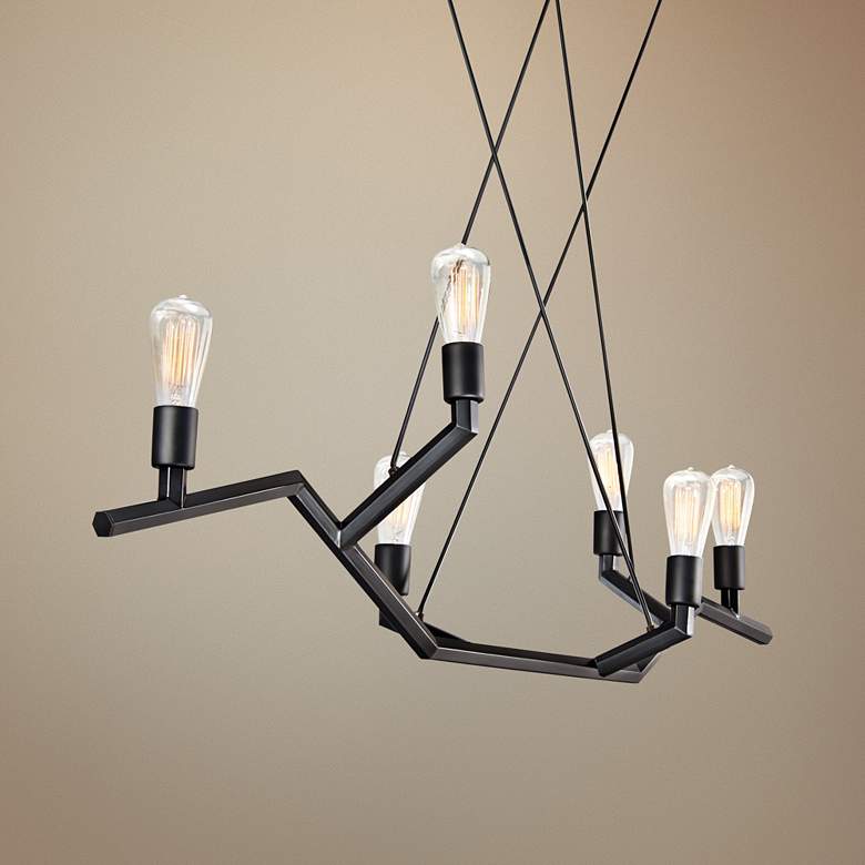 Image 1 Tech Lighting Akimbo 36"W Black Kitchen Island Light Pendant