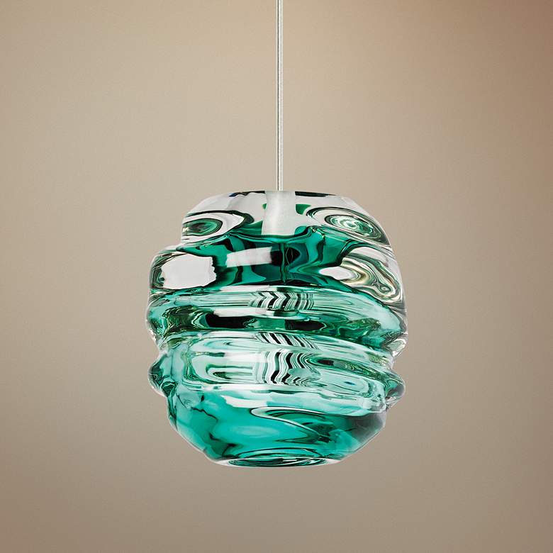 Image 1 Tech Lighting Audra 5 1/2 inch Wide Green Glass Mini Pendant