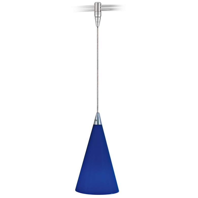 Image 1 Tech Lighting Cone 4 inch Wide Blue Glass Monorail Mini Pendant