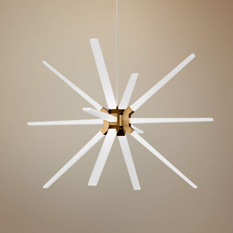 Image 1 Tech Lighting Photon 34" Wide Aged Brass 12-LED Chandelier