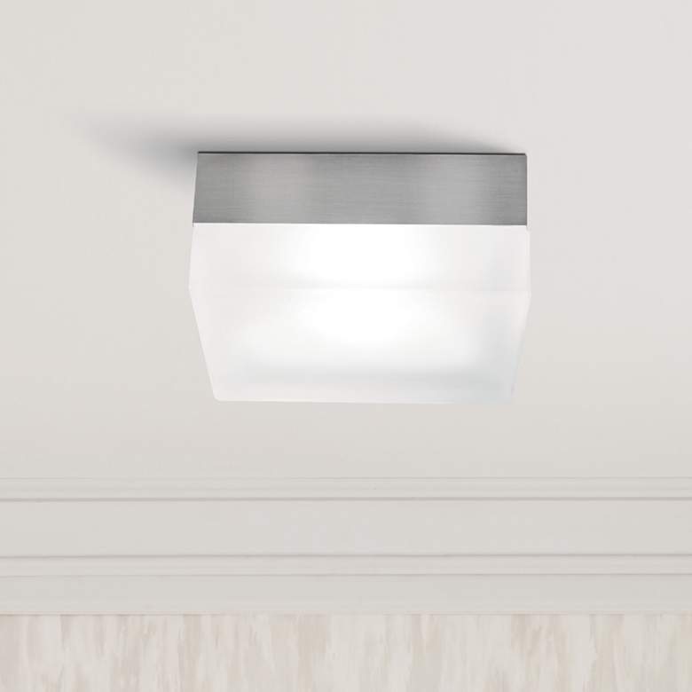 Image 1 Tech Lighting TL 360 Satin Nickel 9" Wide Square Ceiling Light