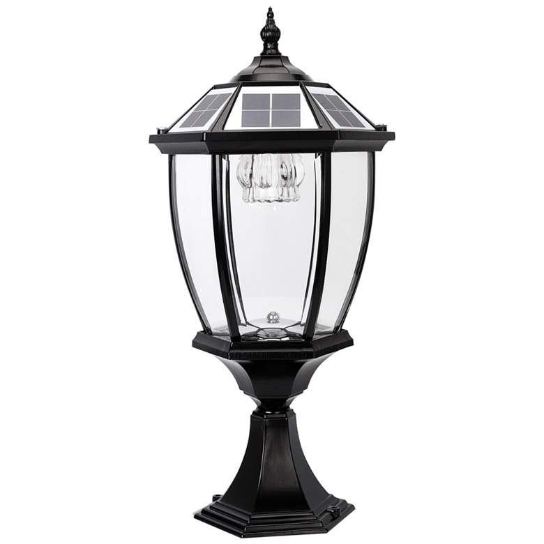 Image 6 Techko Crusso 20" High Black Solar LED Post Pillar Light with Remote more views
