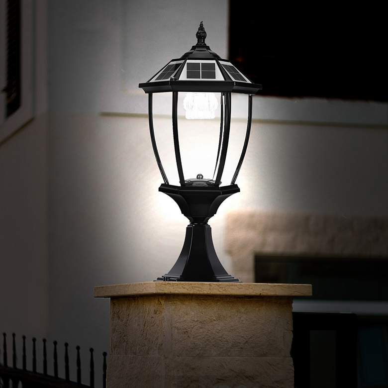 Image 7 Techko Crusso 20" High Black Solar LED Post Pillar Light with Remote more views